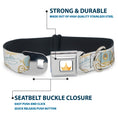 Load image into Gallery viewer, Disney Princess Crown Full Color Golds Seatbelt Buckle Collar - Cinderella Pumpkin Coach and Mice Pose with Script White/Blues