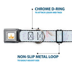 Disney Princess Crown Full Color Golds Seatbelt Buckle Collar - Frozen Elsa Snowflake Pose with Trees and Script Blues/Purples