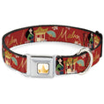 Load image into Gallery viewer, Disney Princess Crown Full Color Golds Seatbelt Buckle Collar - Mulan Gazebo Pose with Flowers and Script Red/Golds