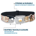Load image into Gallery viewer, Disney Princess Crown Full Color Golds Seatbelt Buckle Collar - Pocahontas and Meeko Compass Pose with Script and Leaves Beige