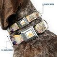 Load image into Gallery viewer, Disney Princess Crown Full Color Golds Seatbelt Buckle Collar - Snow White and the Seven Dwarfs with Script and Flowers Yellows