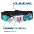 Load image into Gallery viewer, Princess Gem CLOSE-UP Full Color Purple Seatbelt Buckle Collar - Little Mermaid Silhouette Scenes PART OF YOUR WORLD Blues