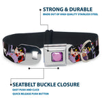 Princess Gem CLOSE-UP Full Color Purple Seatbelt Buckle Collar - 5-Disney Villains Stacked