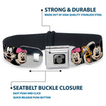 Mickey Silhouette Black Silver Seatbelt Buckle Collar - Classic Disney Character Faces Black