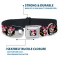 Load image into Gallery viewer, Mini Minnie Mouse Face CLOSE-UP Full Color Black Seatbelt Buckle Collar - Mini Minnie Expressions/Bows Black/Multi Color