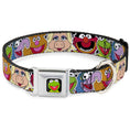 Load image into Gallery viewer, Kermit Face Full Color Black Seatbelt Buckle Collar - Muppets Faces CLOSE-UP Black