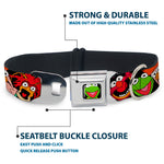 Kermit Face Full Color Black Seatbelt Buckle Collar - Muppets Faces Black