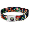 Load image into Gallery viewer, TOY STORY Logo Full Color Black Seatbelt Buckle Collar - Toy Story Characters Running Denim Rays