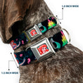 Load image into Gallery viewer, Ariel Face Full Color Turquoise Seatbelt Buckle Collar - Ariel Underwater Poses/Palace Silhouette