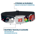 Ariel Face Full Color Turquoise Seatbelt Buckle Collar - Ariel Underwater Poses/Palace Silhouette