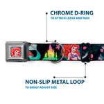 Ariel Face Full Color Turquoise Seatbelt Buckle Collar - Ariel Underwater Poses/Palace Silhouette