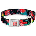Load image into Gallery viewer, Ariel Face Full Color Turquoise Seatbelt Buckle Collar - Ariel Underwater Poses/Palace Silhouette