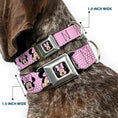 Load image into Gallery viewer, Minnie Mouse Full Color Face Pink Polka Dot Black Seatbelt Buckle Collar - Minnie Mouse Expressions Polka Dot Pink/White
