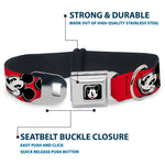 Mickey Mouse Winking Full Color Black Seatbelt Buckle Collar - Mickey Mouse Expressions Red/Black/White