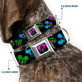 Load image into Gallery viewer, Mickey Mouse Face Full Color Black Multi Neon Seatbelt Buckle Collar - Mickey Mouse Expressions Scattered Black/Multi Neon