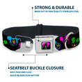 Load image into Gallery viewer, Mickey Mouse Face Full Color Black Multi Neon Seatbelt Buckle Collar - Mickey Mouse Expressions Scattered Black/Multi Neon