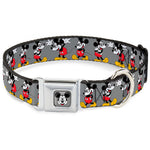 Mickey Mouse w Glasses Full Color Gray Seatbelt Buckle Collar - Mickey Mouse w/Glasses Poses Gray