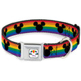 Load image into Gallery viewer, DISNEY Mickey Mouse Pride Ears Icon Full Color White/Multi Color Seatbelt Buckle Collar - Mickey Mouse Ears Icon Rainbow Pride Flag