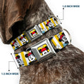 Load image into Gallery viewer, Minnie Mouse w Hat CLOSE-UP Full Color Yellow Seatbelt Buckle Collar - Minnie Mouse w/Hat Poses Stripe Yellow/White