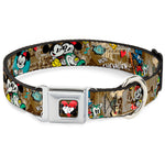 Mickey & Minnie Kiss Heart Full Color Gray Seatbelt Buckle Collar - Mickey & Minnie Croissant de Triomphe Scenes