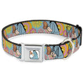 Load image into Gallery viewer, Winnie the Pooh Eeyore Butterfly Pose Full Color White Seatbelt Buckle Collar - Winnie the Pooh Eeyore Butterfly Pose Floral Collage Blue/Pinks/Yellows