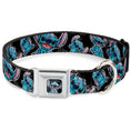 Load image into Gallery viewer, Stitch Face Sketch CLOSE-UP Full Color Black Seatbelt Buckle Collar - Stitch Poses/Hibiscus Sketch Black/Gray/Blue