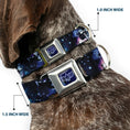 Load image into Gallery viewer, Space Ranger Logo Outline Full Color Blue/White Seatbelt Buckle Collar - Buzz Lightyear Poses Galaxy Blues