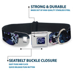 Space Ranger Logo Outline Full Color Blue/White Seatbelt Buckle Collar - Buzz Lightyear Poses Galaxy Blues