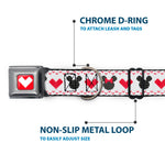 Disney Holiday Mickey and Minnie Mouse Heart Sweater Stitch Full Color Reds Seatbelt Buckle Collar - Disney Holiday Mickey and Minnie Mouse Heart Sweater Stitch White/Red/Black