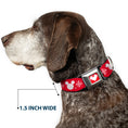 Load image into Gallery viewer, Disney Holiday Mickey Mouse Heart Sweater Stitch Full Color Red/White Seatbelt Buckle Collar - Disney Holiday Mickey Mouse Heart Sweater Stitch Red/White