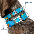 Load image into Gallery viewer, PIXAR Title Logo Full Color Blue/White Seatbelt Buckle Collar - Pixar Holiday Collection Easter Egg Characters Scattered Blue