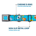 Load image into Gallery viewer, PIXAR Title Logo Full Color Blue/White Seatbelt Buckle Collar - Pixar Holiday Collection Easter Egg Characters Scattered Blue