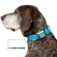 Load image into Gallery viewer, PIXAR Title Logo Full Color Blue/White Seatbelt Buckle Collar - Pixar Holiday Collection Easter Egg Characters Scattered Blue