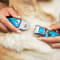 Load image into Gallery viewer, PIXAR Title Logo Full Color Blue/White Seatbelt Buckle Collar - Pixar Holiday Collection Easter Egg Characters Scattered Blue