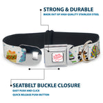 Pixar TIS THE SEASON Script Full Color White/Red Seatbelt Buckle Collar - Pixar Holiday Collection Character Gifts Lineup/Stars White/Blues