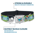 Load image into Gallery viewer, Lilo and Stitch Holiday Stitch and Scrump Pose Full Color Blue Seatbelt Buckle Collar - Lilo and Stitch Holiday Stitch and Scrump Poses Stripe Green/Blue