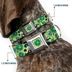 Mickey Mouse St. Patrick's Day Shamrock Full Color Greens Seatbelt Buckle Collar - Mickey Mouse St. Patrick's Day LUCKY ME Leprechaun Pose and Shamrocks Greens