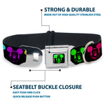 Mickey Mouse Expression2 Full Color Black Neon Green Seatbelt Buckle Collar - Mickey Expressions Black/Multi Neon