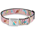 Load image into Gallery viewer, The Little Mermaid Ariel Silhouette Pose Full Color White/Multi Color Seatbelt Buckle Collar - The Little Mermaid Flounder and Sebastian Under the Sea Pinks