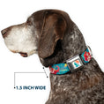 Load image into Gallery viewer, The Little Mermaid Ariel Silhouette Pose Full Color White/Multi Color Seatbelt Buckle Collar - The Little Mermaid Flounder and Sebastian Under the Sea Greens