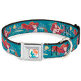 Load image into Gallery viewer, The Little Mermaid Ariel Silhouette Pose Full Color White/Multi Color Seatbelt Buckle Collar - The Little Mermaid Flounder and Sebastian Under the Sea Greens