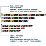 Tinker Bell Sketch Full Color Seatbelt Buckle Collar - Tinker Bell Poses/Sleeping Floral Collage