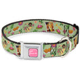 Load image into Gallery viewer, The Princess and the Frog TIANA Script Full Color Pink/White Seatbelt Buckle Collar - The Princess and the Frog Tiana's Place Collage Greens/Pinks