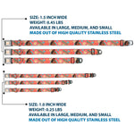 MOANA Title Logo Full Color Beige/Coral Seatbelt Buckle Collar - Moana Pose and Icons Collage Pink