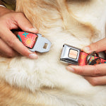 MOANA Title Logo Full Color Beige/Coral Seatbelt Buckle Collar - Moana Pose and Icons Collage Pink