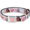 Load image into Gallery viewer, MOANA Title Logo Full Color Pinks Seatbelt Buckle Collar - Moana and Hei Hei Poses with Flowers Beige/Orange