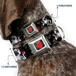 Apple Glow Full Color Black Red Seatbelt Buckle Collar - SNOW WHITE Apple Poses/Butterflies Black/Gray/Red