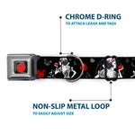 Apple Glow Full Color Black Red Seatbelt Buckle Collar - SNOW WHITE Apple Poses/Butterflies Black/Gray/Red