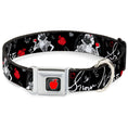 Load image into Gallery viewer, Apple Glow Full Color Black Red Seatbelt Buckle Collar - SNOW WHITE Apple Poses/Butterflies Black/Gray/Red