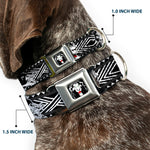 Simba Face Full Color Black/White/Red Seatbelt Buckle Collar - Lion King Scar Poses White/Black